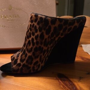 Prada Animal Print Wedge Shoes